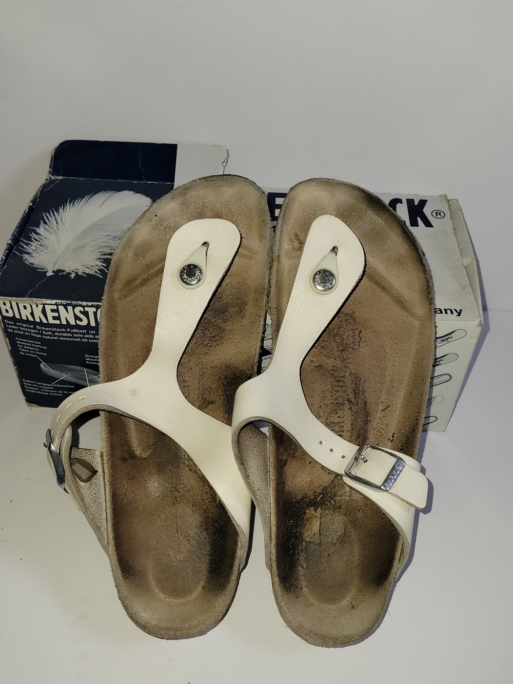 Birkenstock White Leather Thong Sandals - Women's
